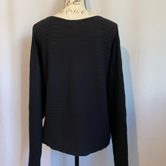 BCBG Black Ribbed Long Sleeve Top - Picture 9 of 10